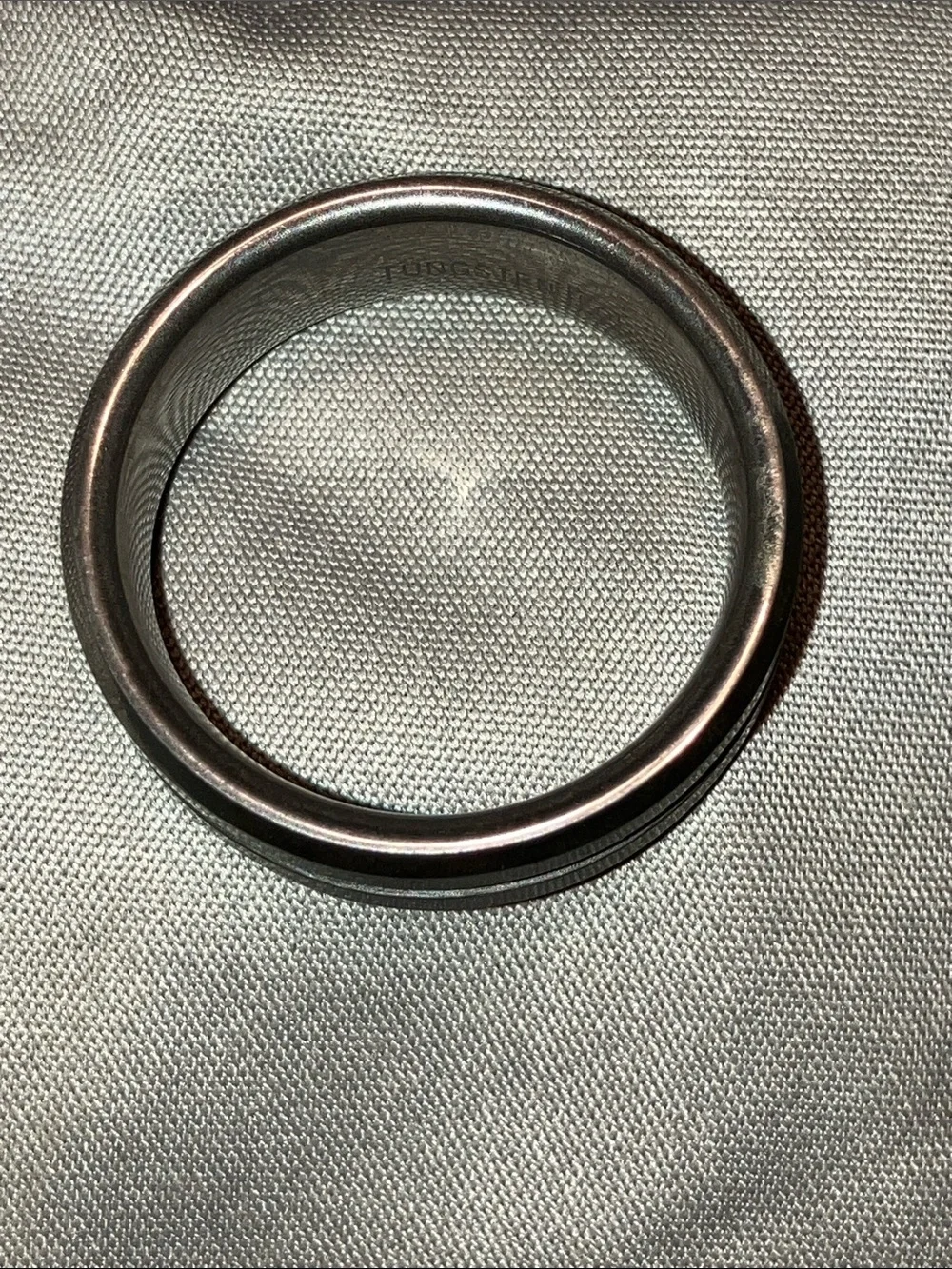 Zales Men's Tungsten Grey Ring with Polished Inlay